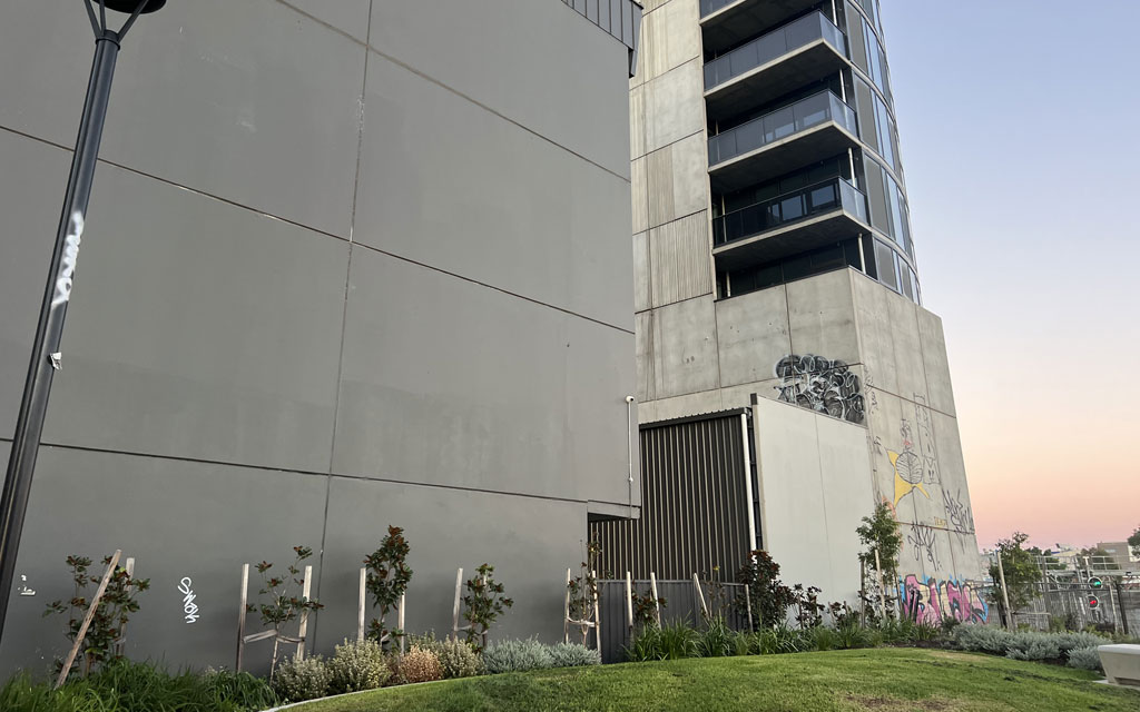 Lilardia Park - mural wall before painting has begun