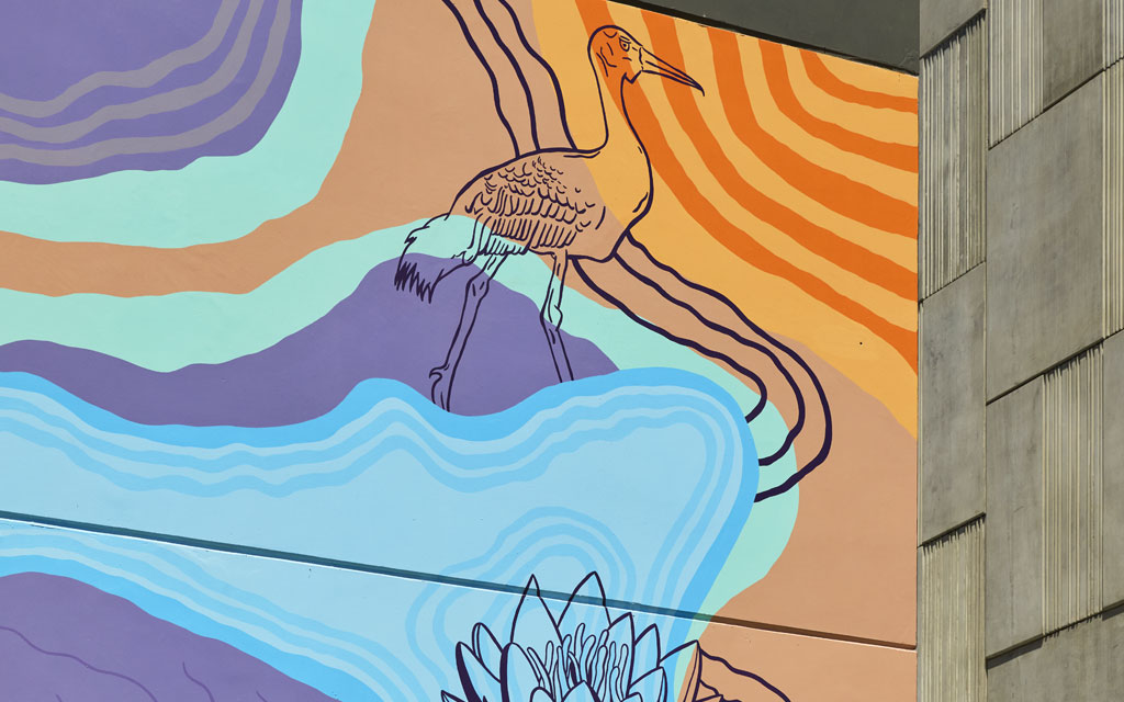 An ibis forming part of the Lilardia mural